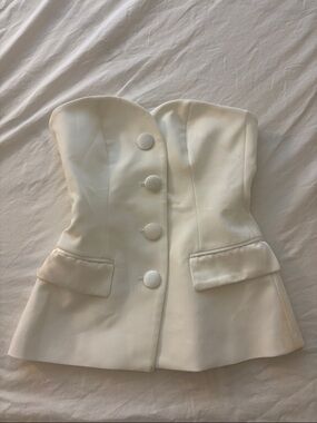 Zara Off-White Strapless Bustier Top